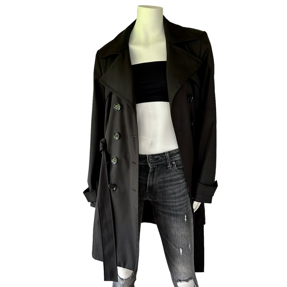 Calvin Klein Black Trench Jacket Coat Fall Quiet Luxury Minimalist - Picture 3 of 13